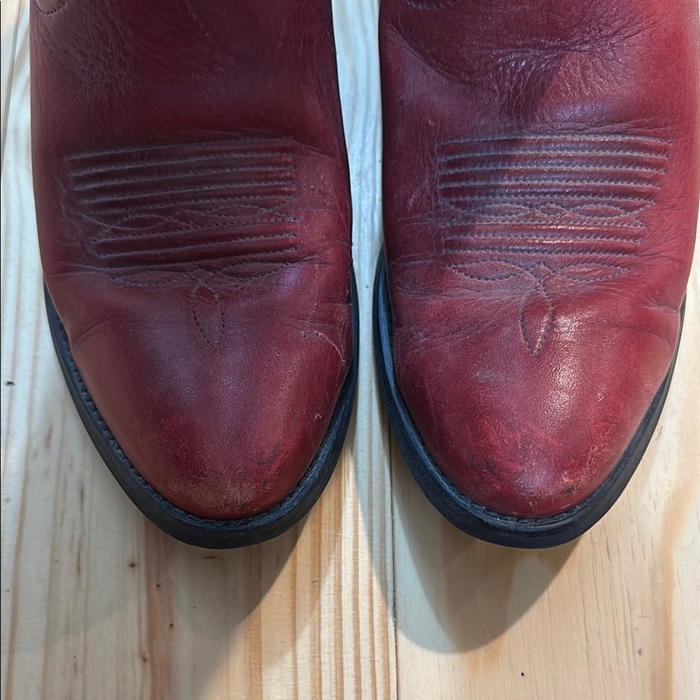 Ariat Red Leather Floral Western Heeled Boots - Picture 10 of 13